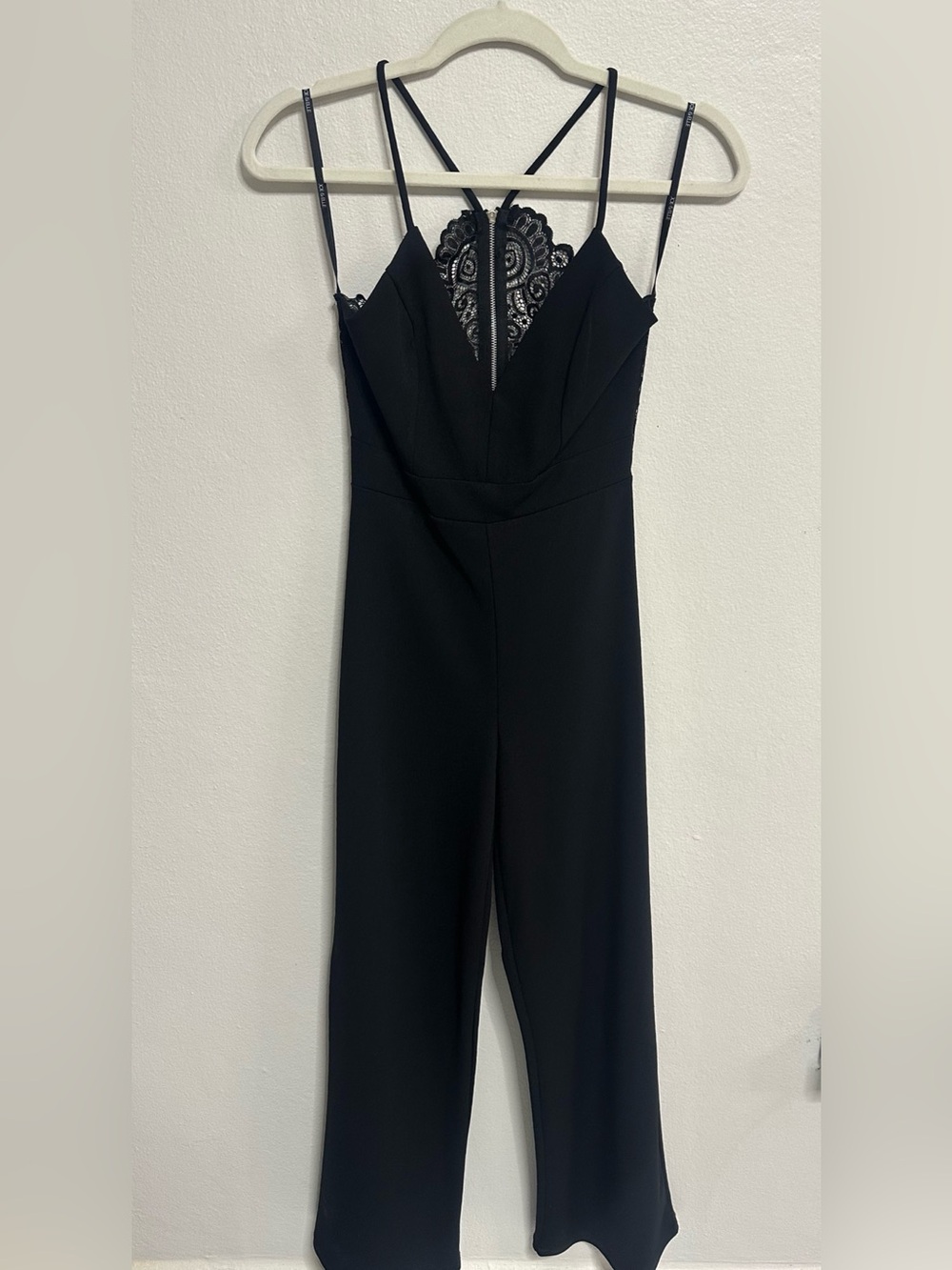 JOE & ELLE Black Lace-Trim Jumpsuit Size Medium NWT